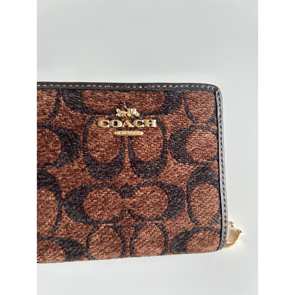 Coach Snap Wallet Brown Signature Chenille CCQ32 Excellent - Picture 6 of 6